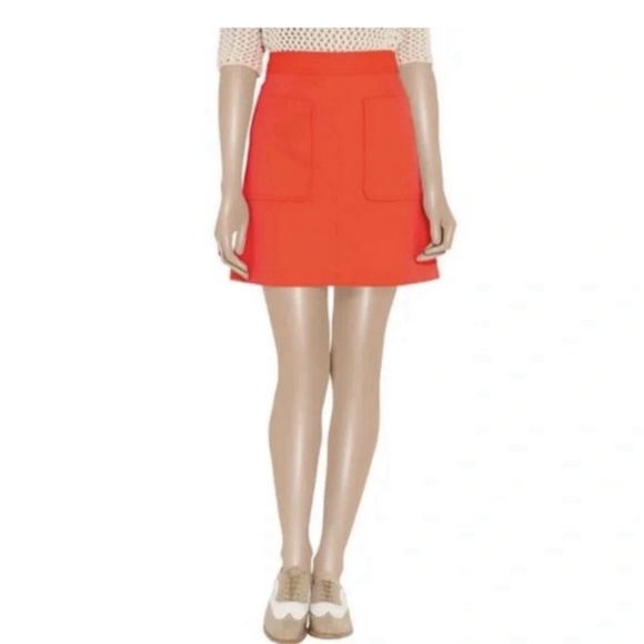 NWT! Marc By Marc Jacobs RUNWAY Front Pocket Mini Neon Orange Lava Skirt Size 6 - Picture 1 of 12